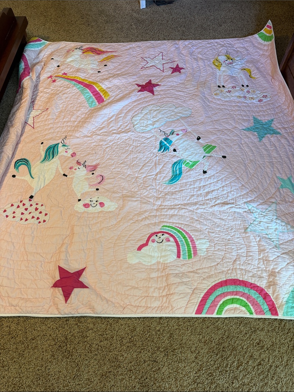 The Company Store Pink Unicorns & Rainbows Quilt